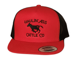 Red and black yupoong 6006 haulin ass embroidered cap